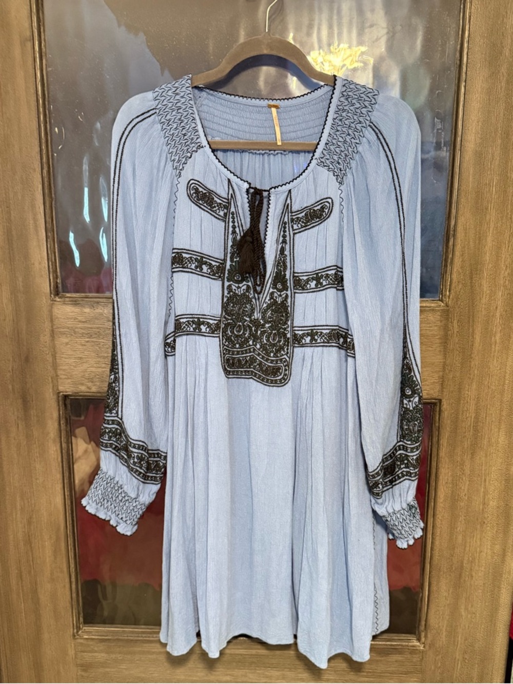 FREE PEOPLE Wind Willow Mini Dress size L  
color River Skies